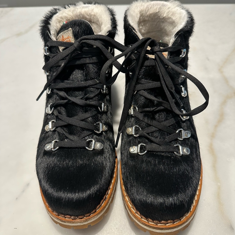 Montelliana black pony hair hiking boots 8.5